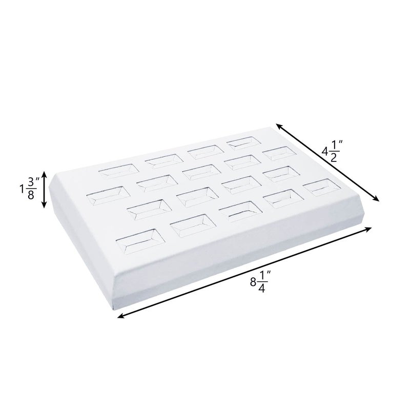 MOOCA 18 Slots Ring Tray Display, Slotted Ring Showcase Display Jewelry Organizer Stand, Jewelry Holder for Showcase, Premium White Leatherette - Image 2